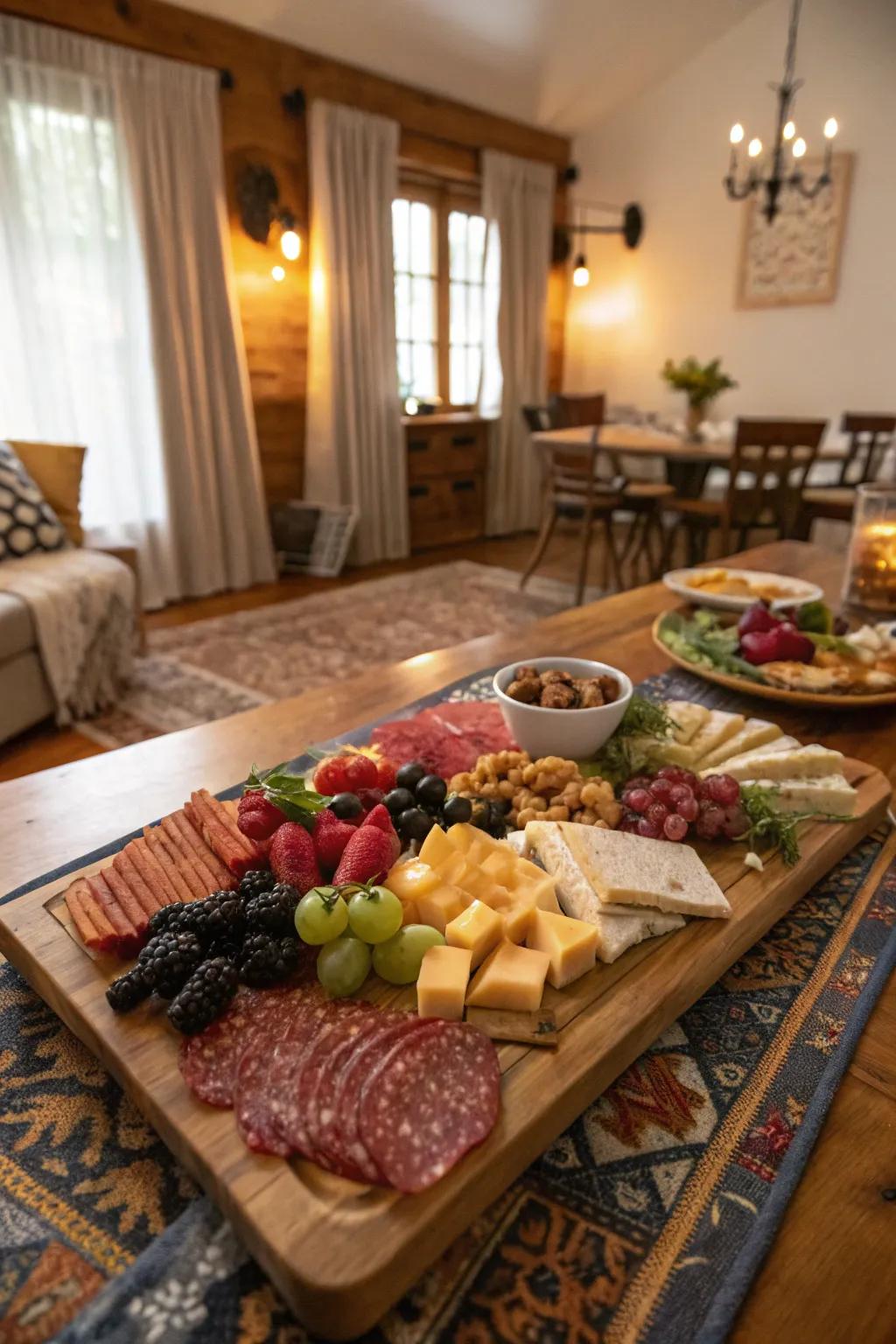 A mouthwatering charcuterie board ready for party guests.