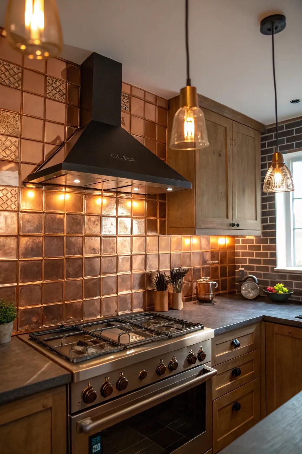 Metallic accents elevate the elegance of your kitchen space.