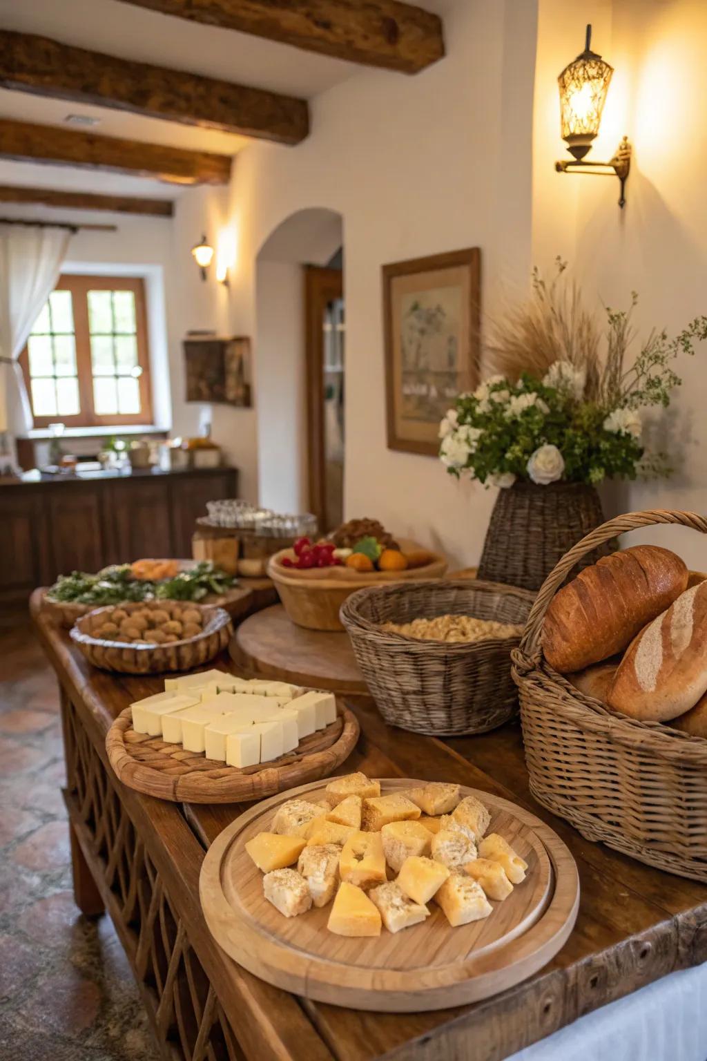 Rustic elements add warmth to your buffet table.