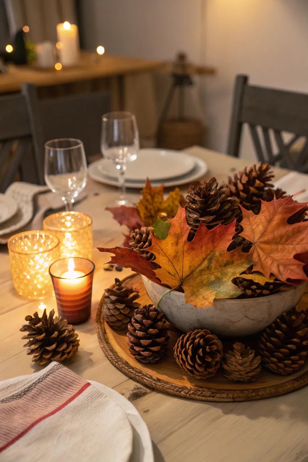 Seasonal foliage provides a natural and cozy feel.