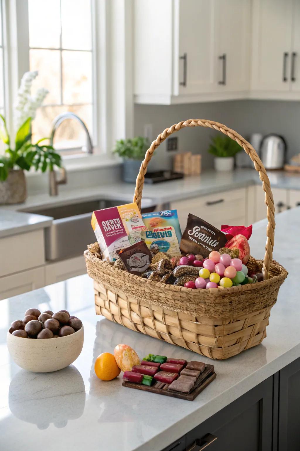 Satisfy your teen's taste buds with a basket full of gourmet snacks.