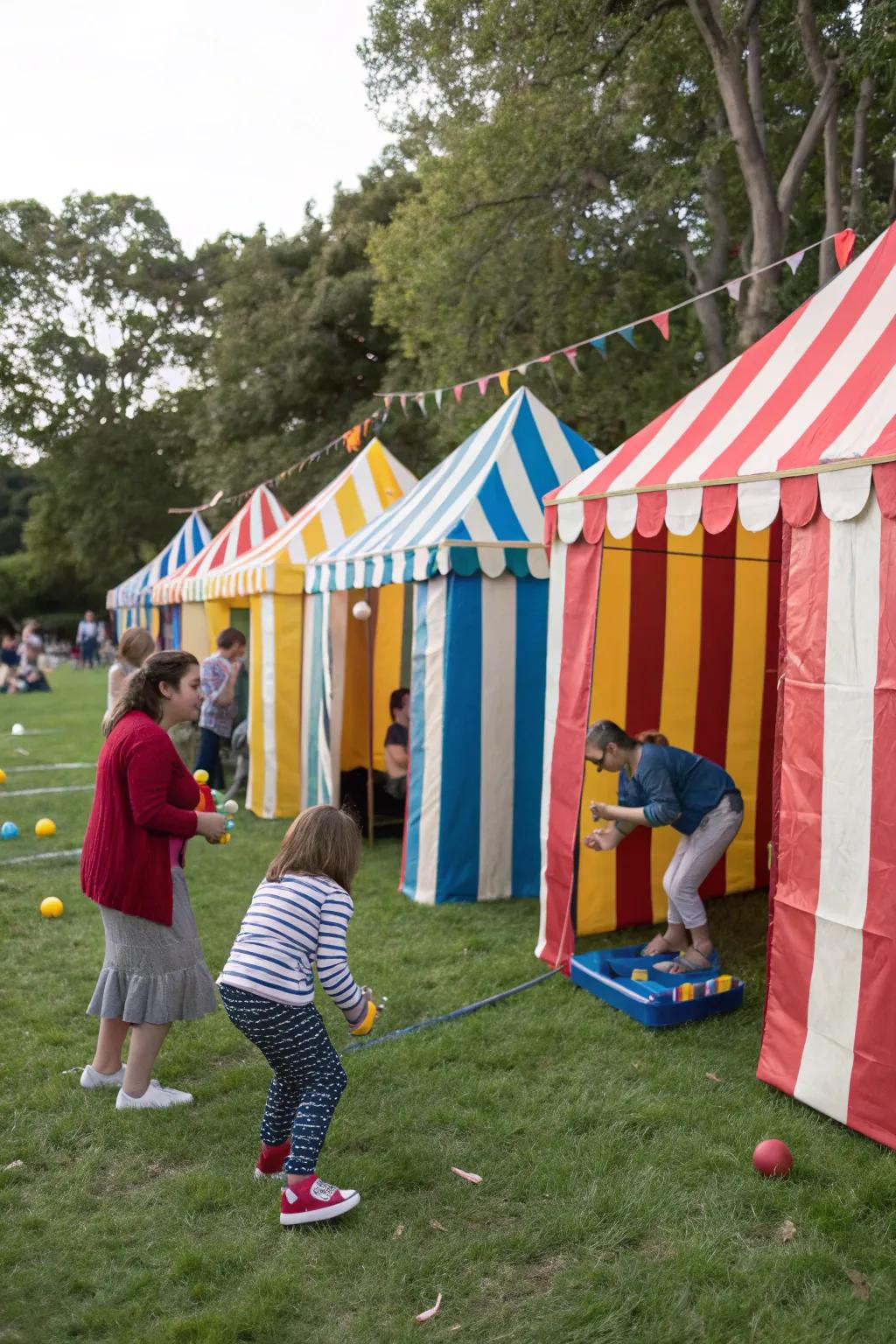 DIY tents bring the classic carnival look to life.