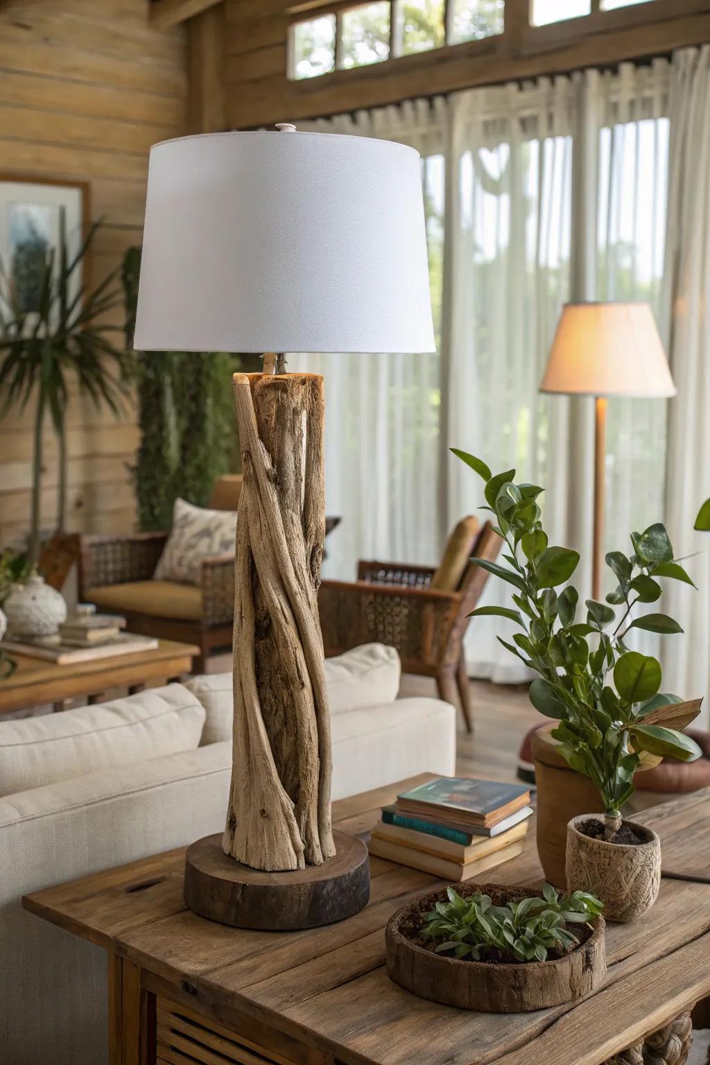 Embrace nature with a driftwood lamp.