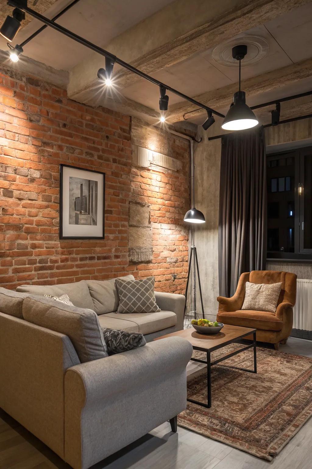 Exposed brick walls lend an industrial edge to urban decor.