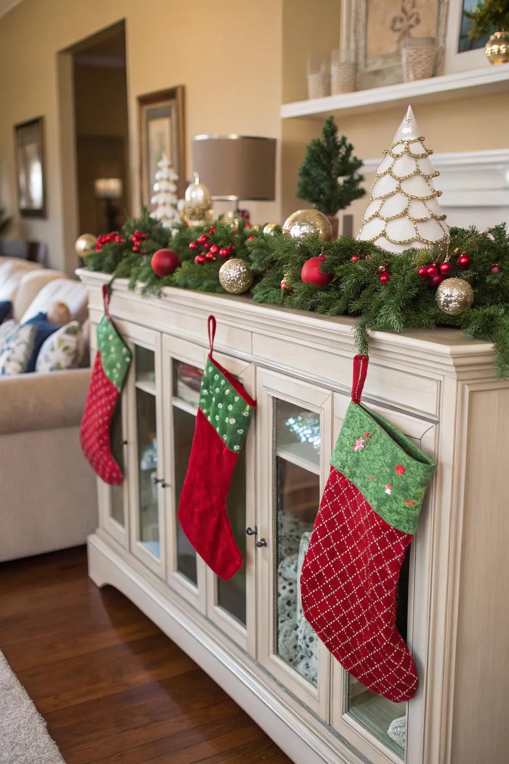 Sideboards can be transformed into festive focal points.