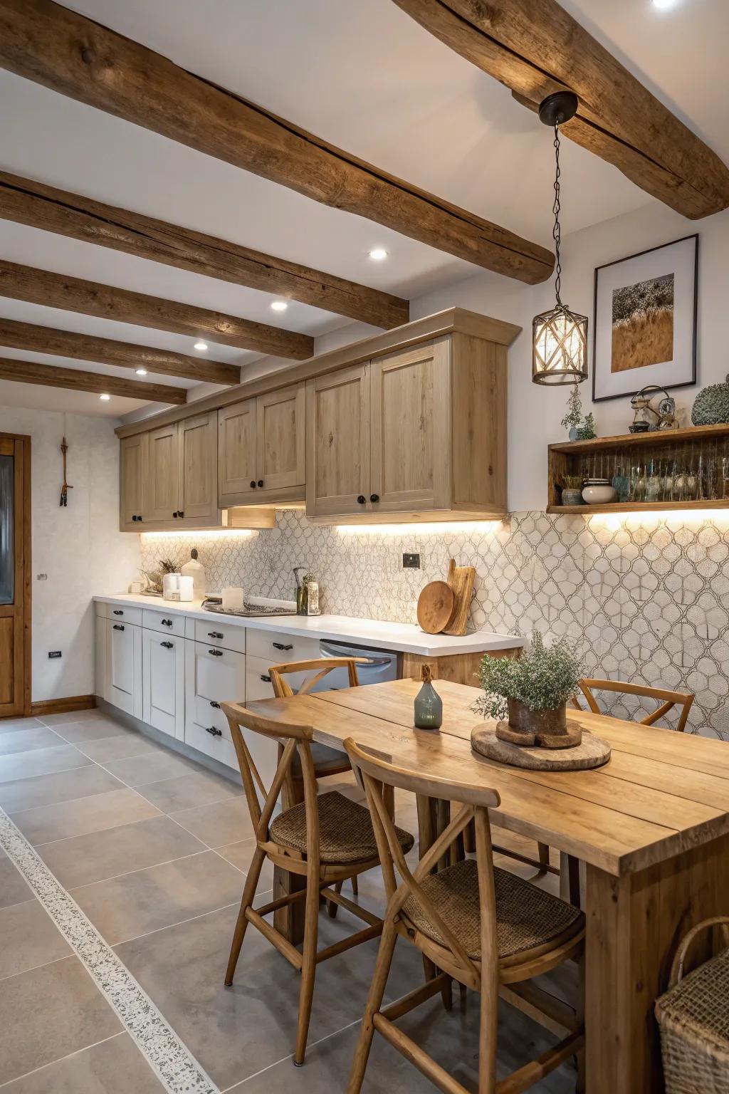 A kitchen featuring a matte finish quartz backsplash for a softer appearance.