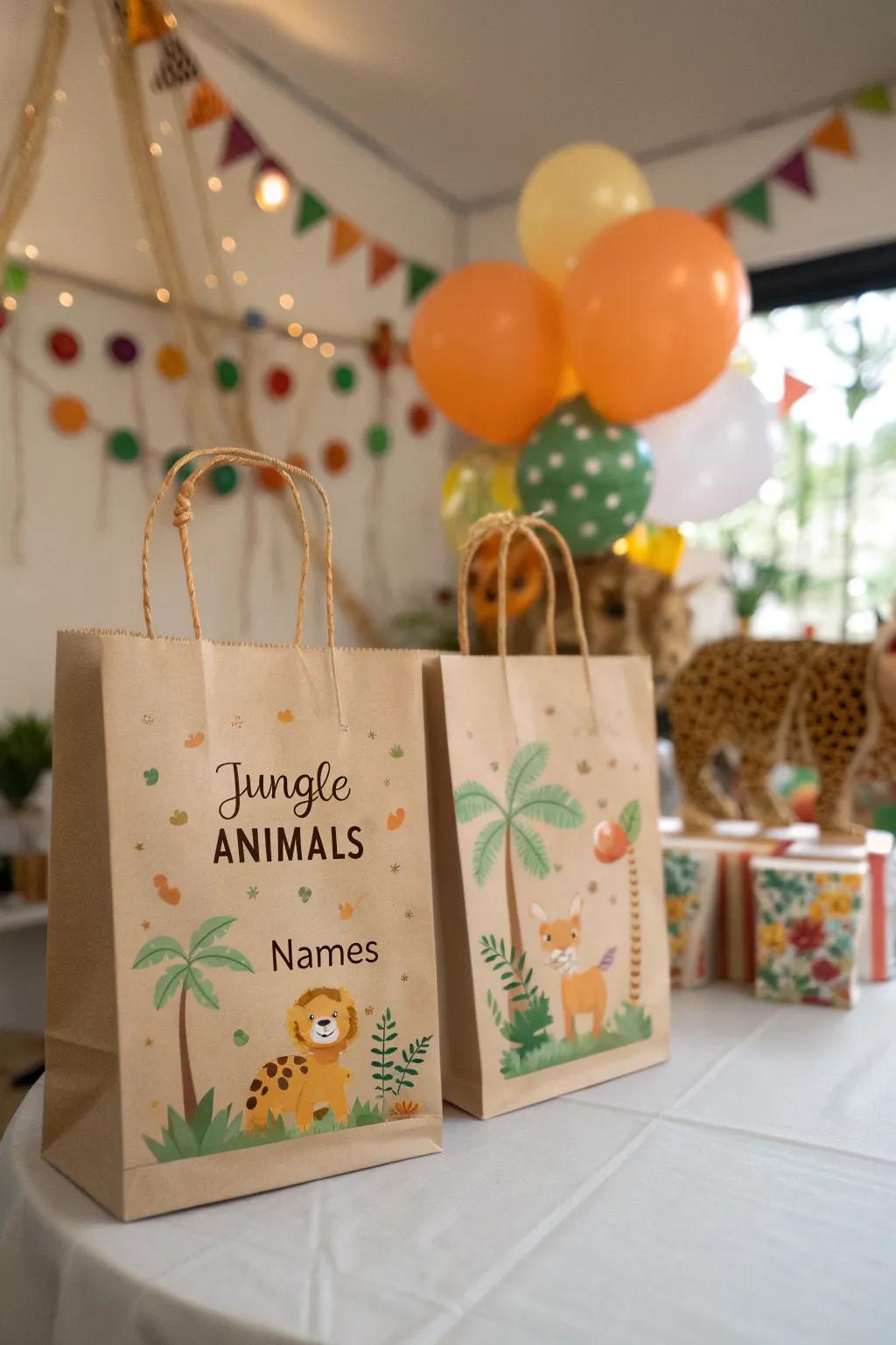 Personalized safari bags ready for little adventurers.