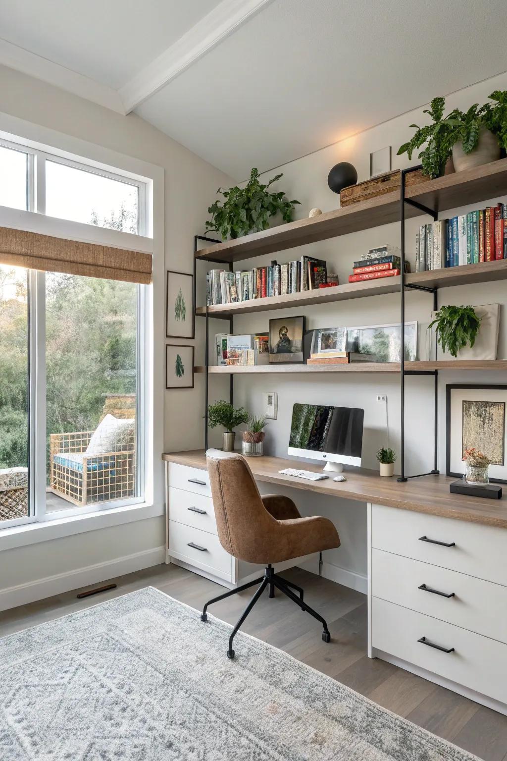 Stylish shelving to keep your workspace organized and chic.