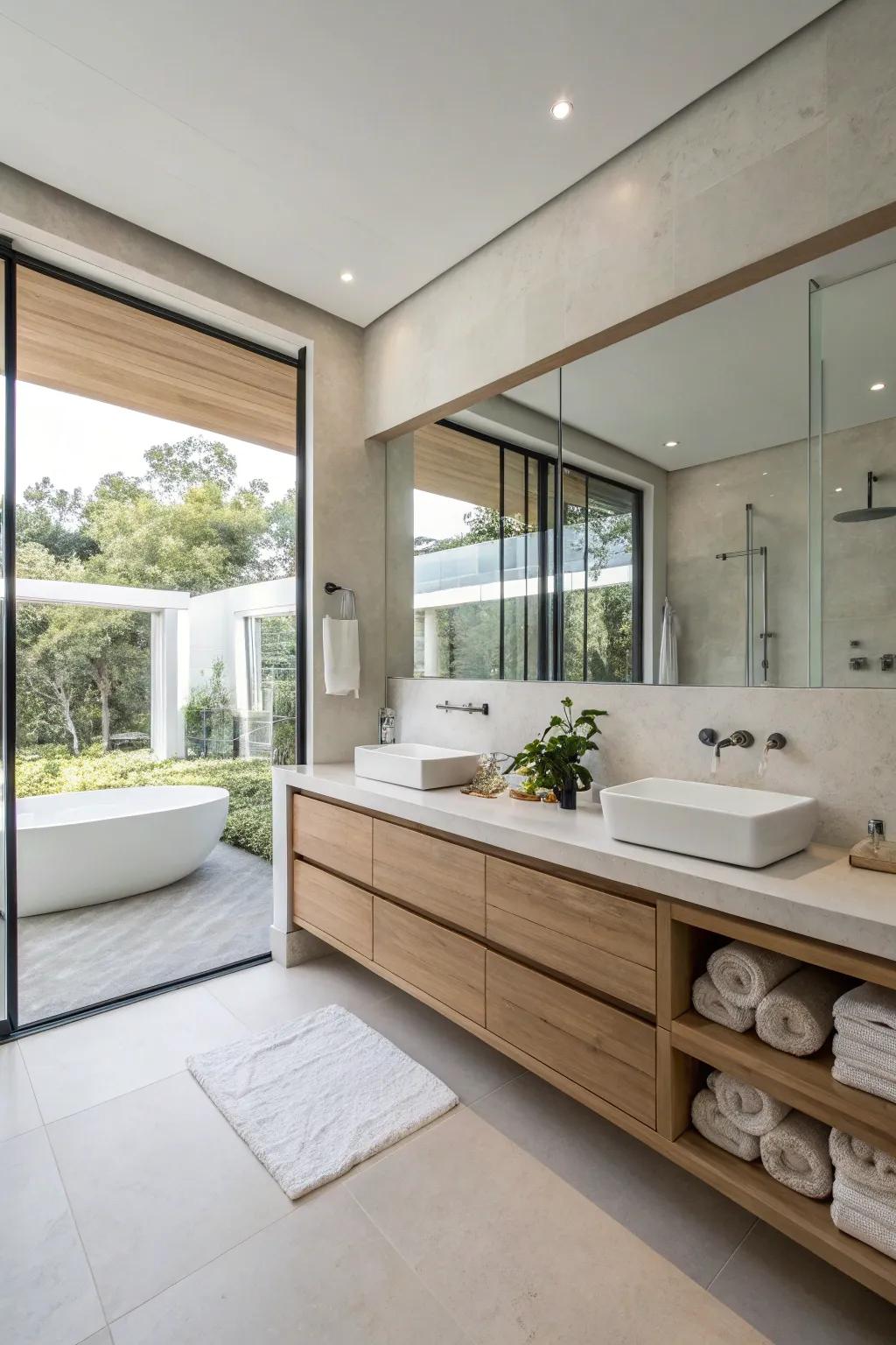 Minimalist design fosters a calm and ordered bathroom space.