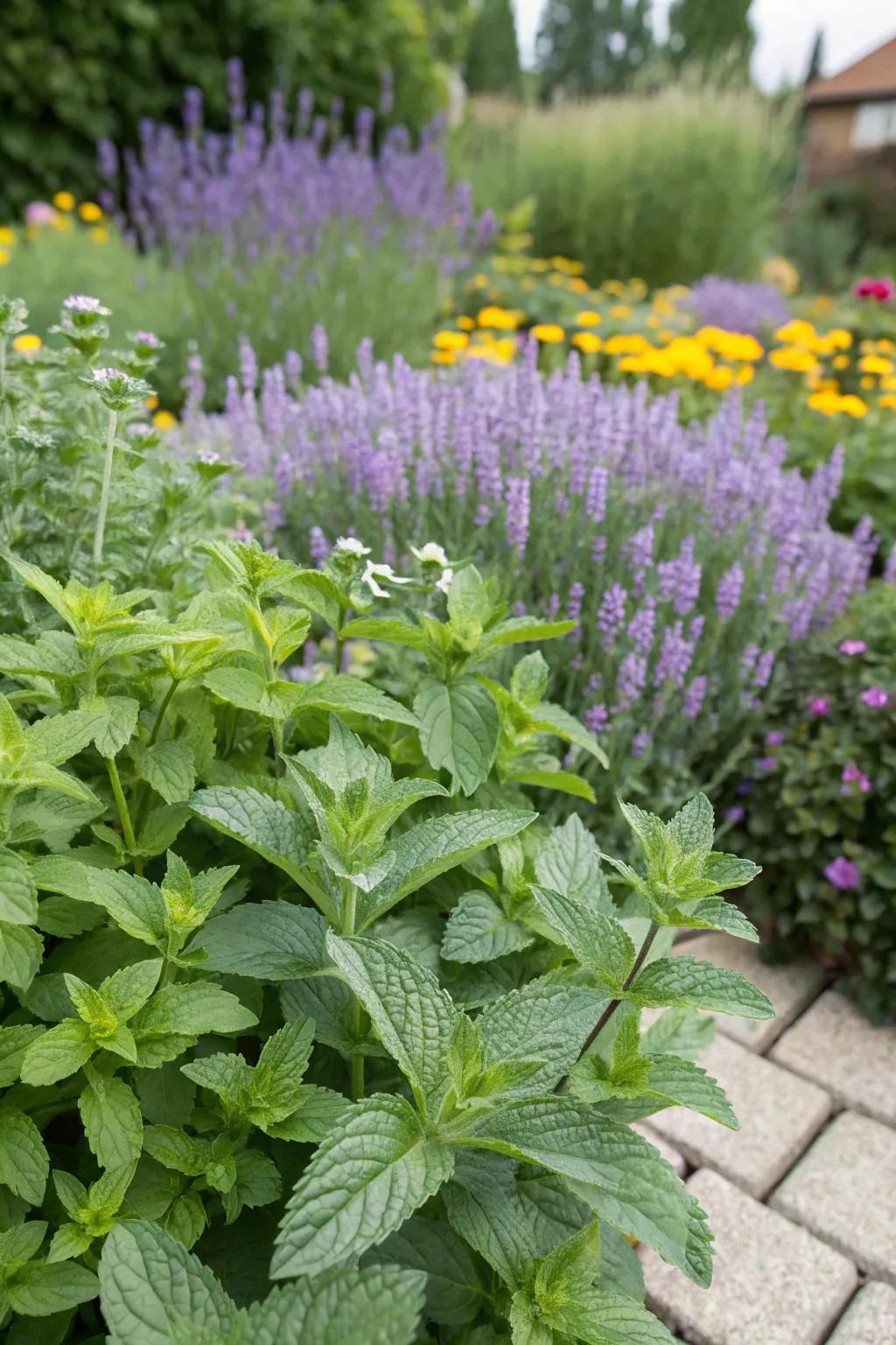 Herbs like mint and lavender guarding your garden.