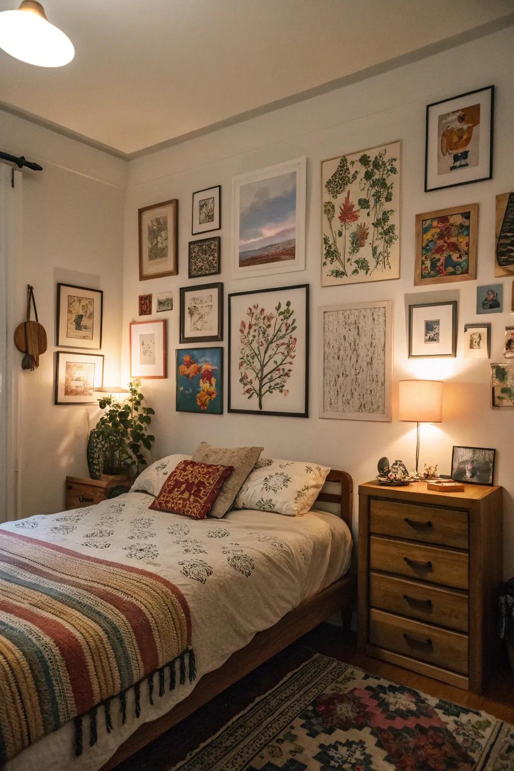 Personal artwork can make your bedroom truly yours.