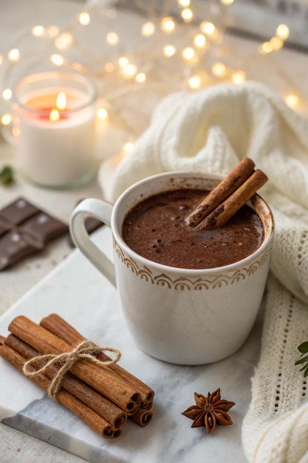 Warm up with a cup of rich Mexican hot chocolate.