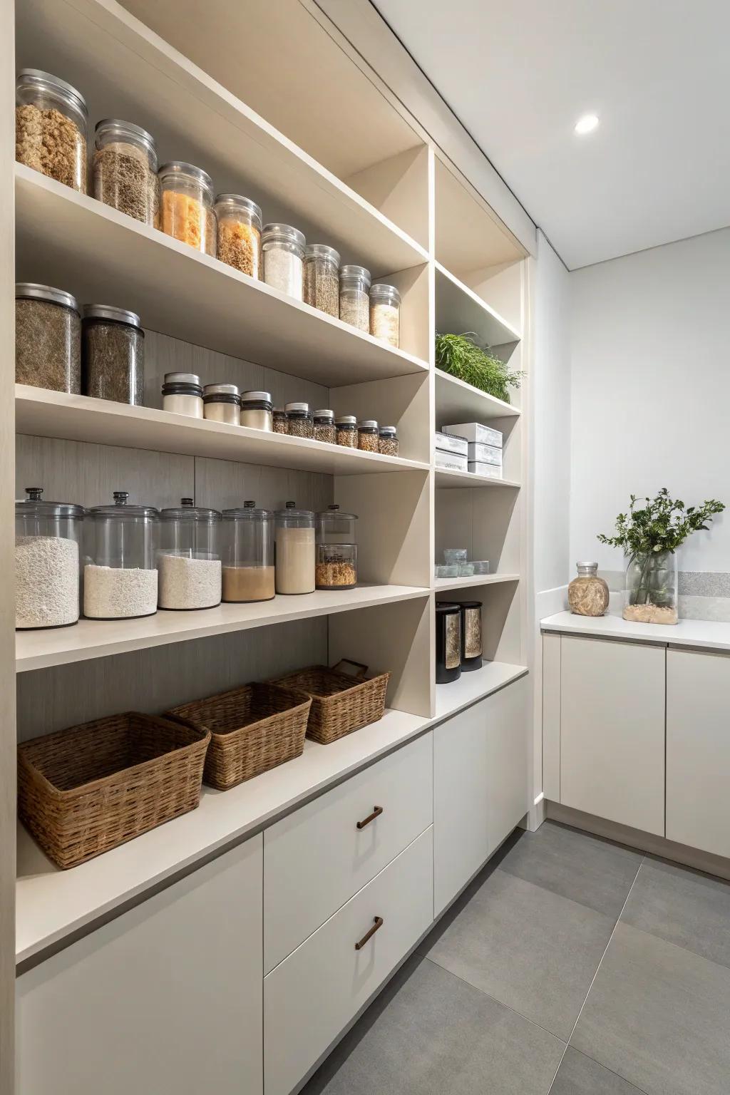 Minimalism brings tranquility and focus to your pantry.