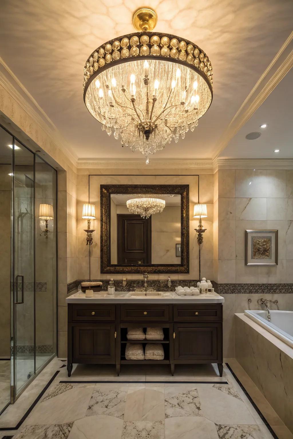 Chandeliers add elegance and drama to your bathroom design.