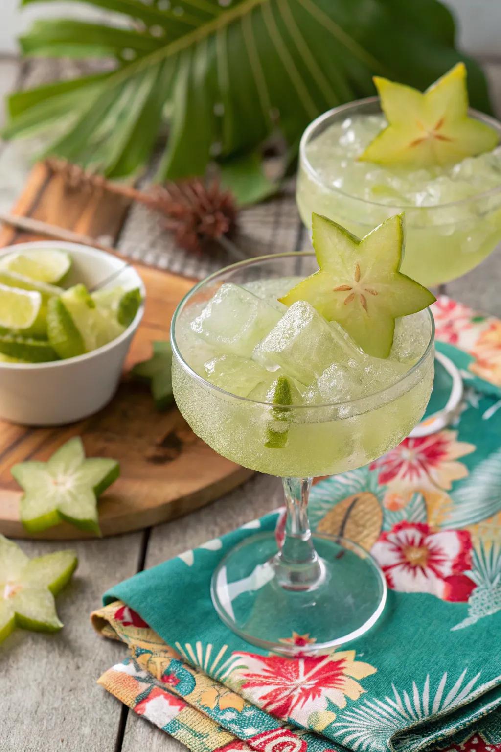 Starfruit ice cubes for an exotic touch.