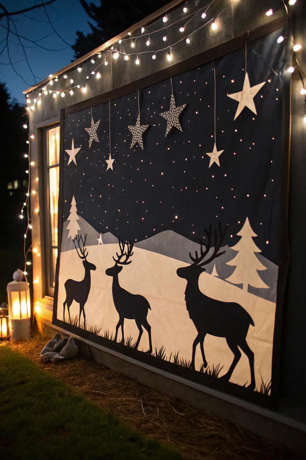 A reindeer starscape creates a stunning celestial display.