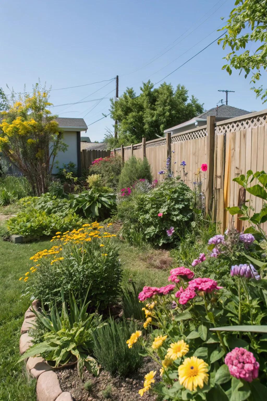 A vibrant garden filled with local plants adds life to your backyard.