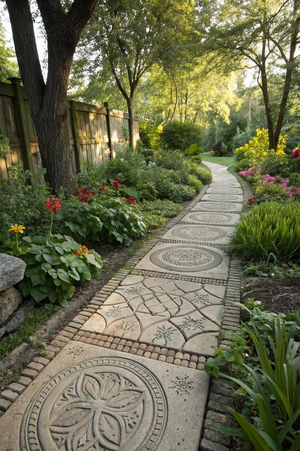 Paver designs add charm and functionality to garden pathways.