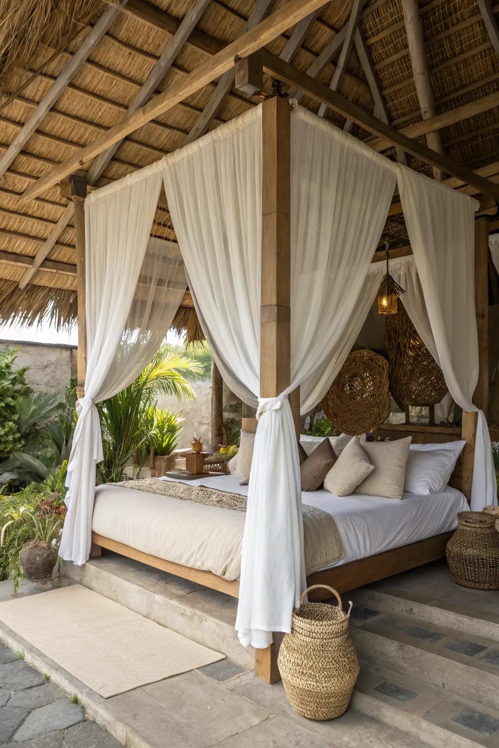 Canopy beds offer a luxurious, secluded feel.