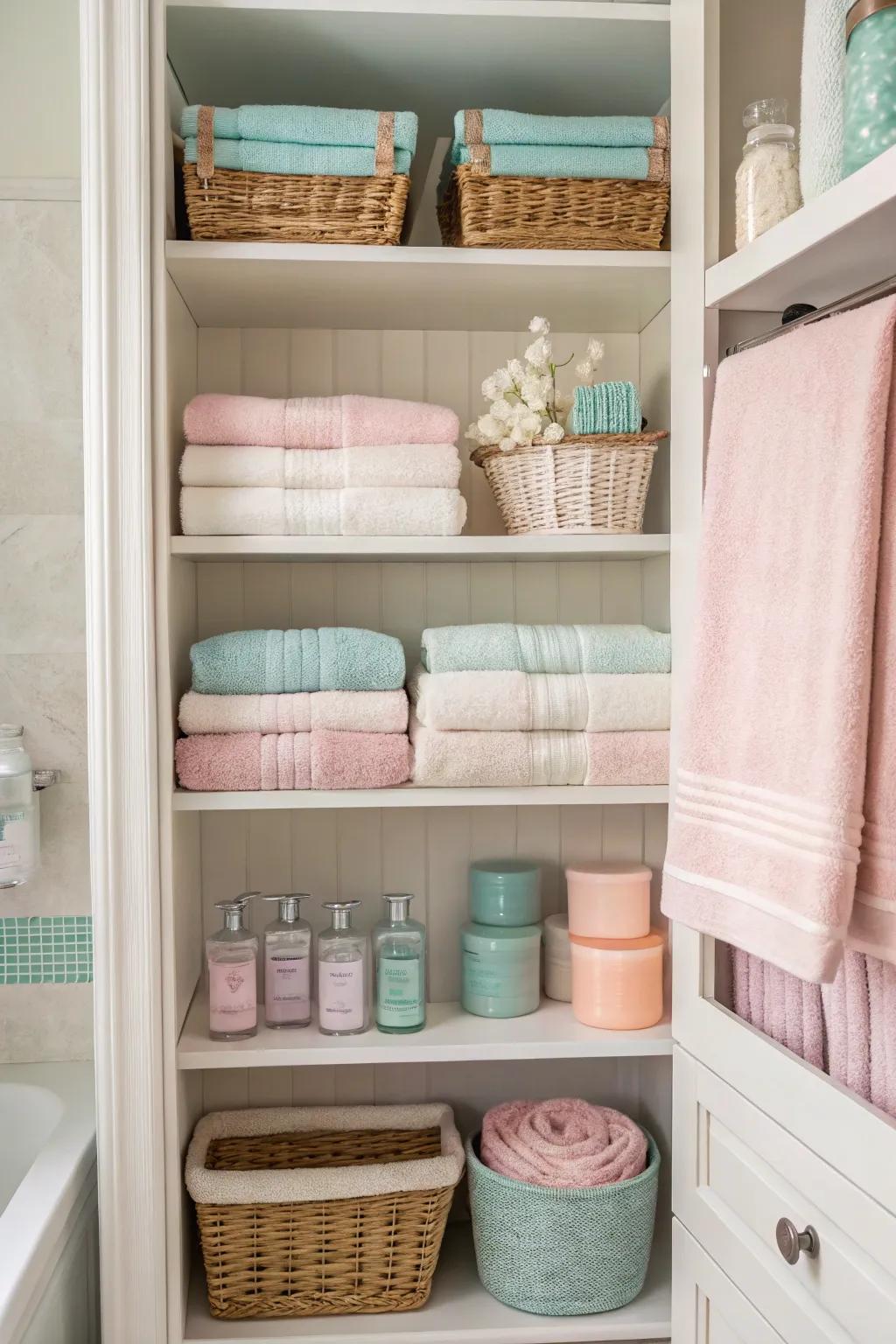 Color-coordinated towels and accessories for a harmonious look.