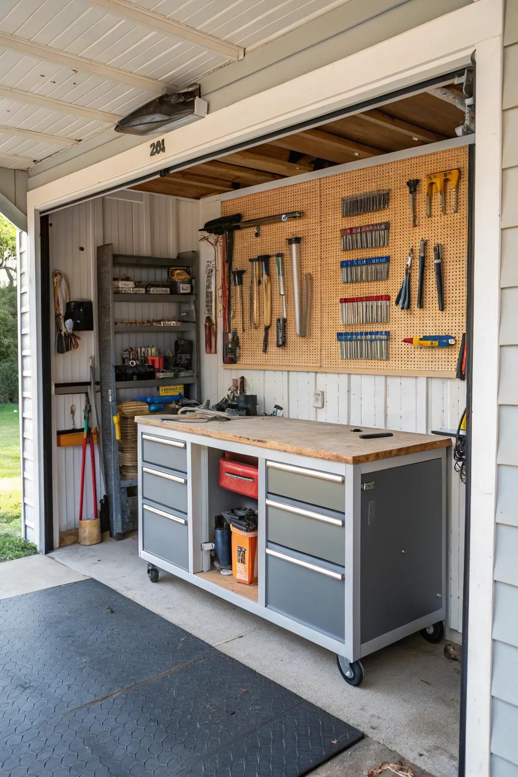 A versatile workshop area that's perfect for beachside projects.