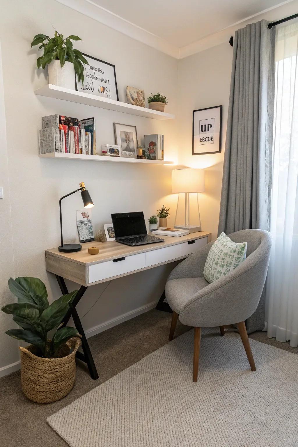 Maximize space with a floating desk.