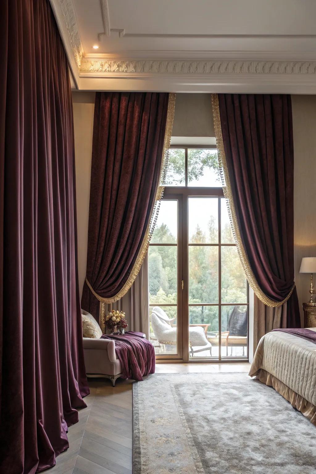 Floor-to-ceiling drapes add drama and elegance to any bedroom.