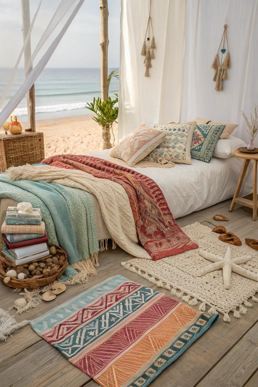 Layered textiles introduce warmth and depth to your bedroom.