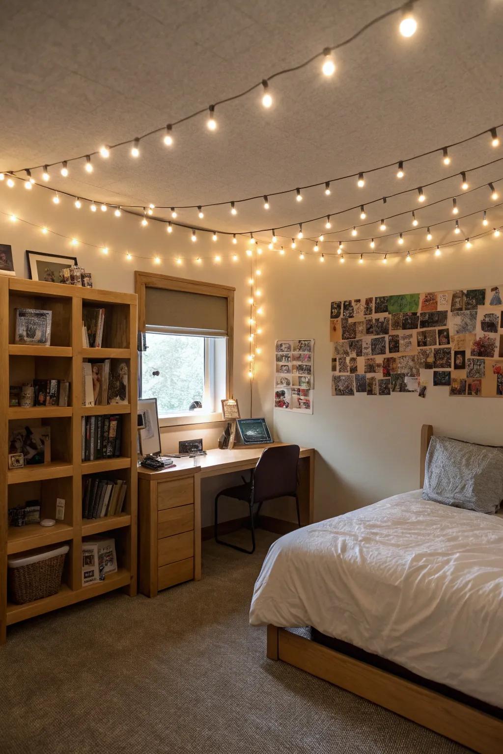 String lights add warmth to the space