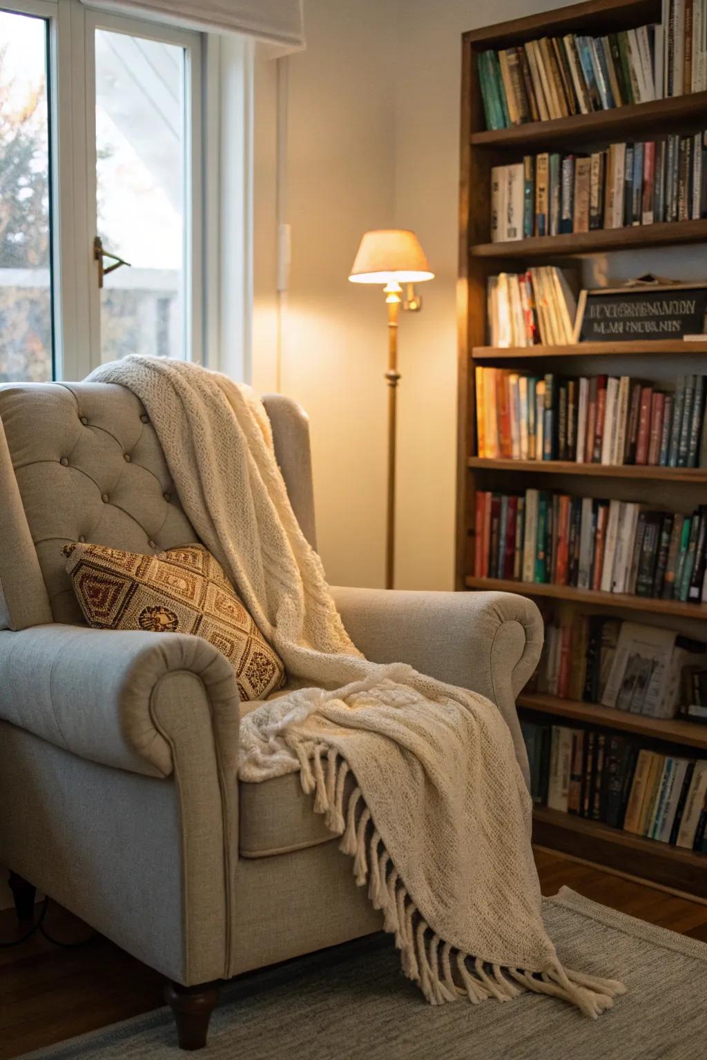 A cozy reading nook perfect for book lovers.