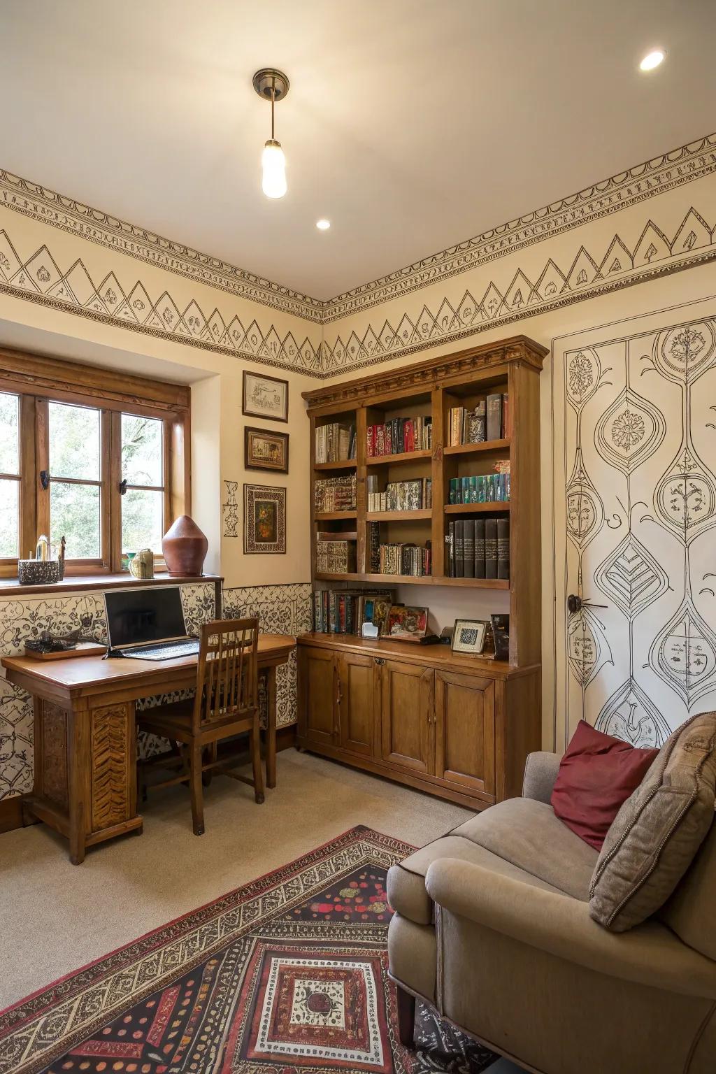 Hand-drawn borders add a unique, personal touch to any room.