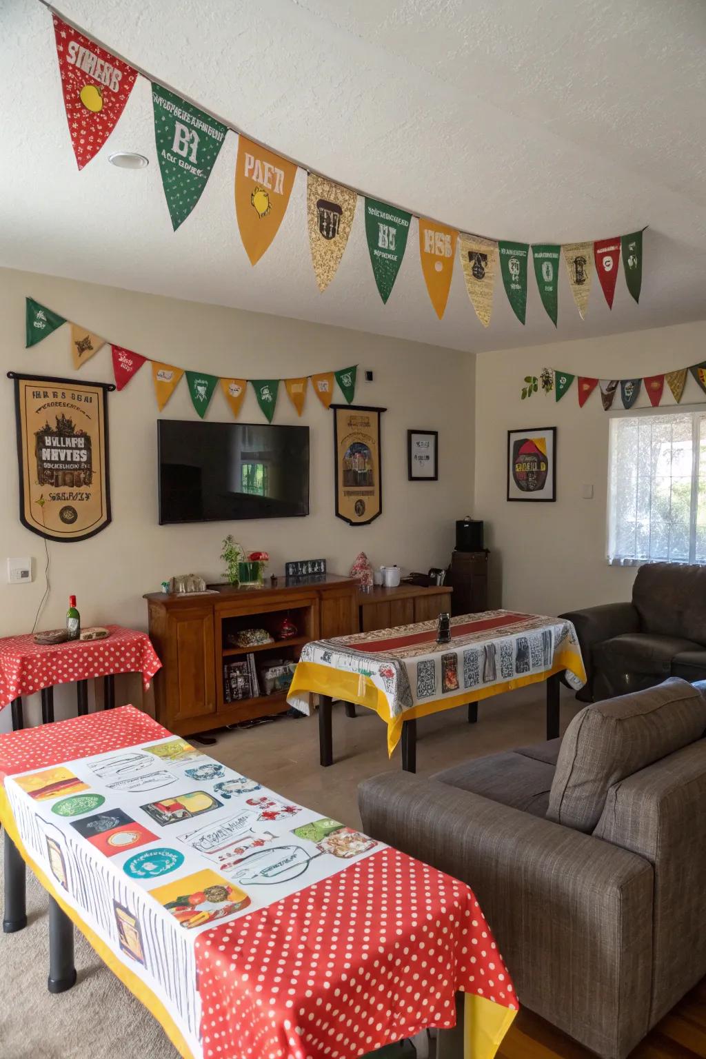 Beer-themed decor setting the mood for the party.