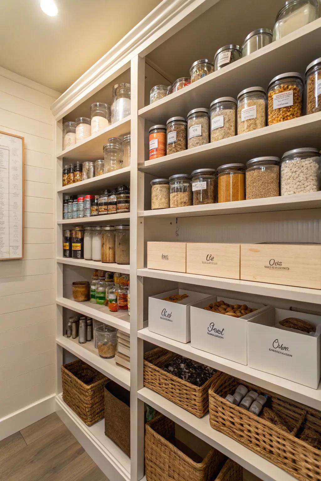 Customizable shelving adapts to your storage needs.