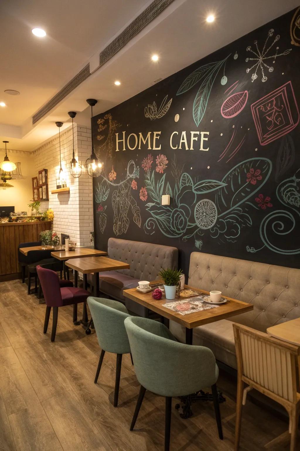 Chalkboard walls add creativity and charm to your cafe corner.