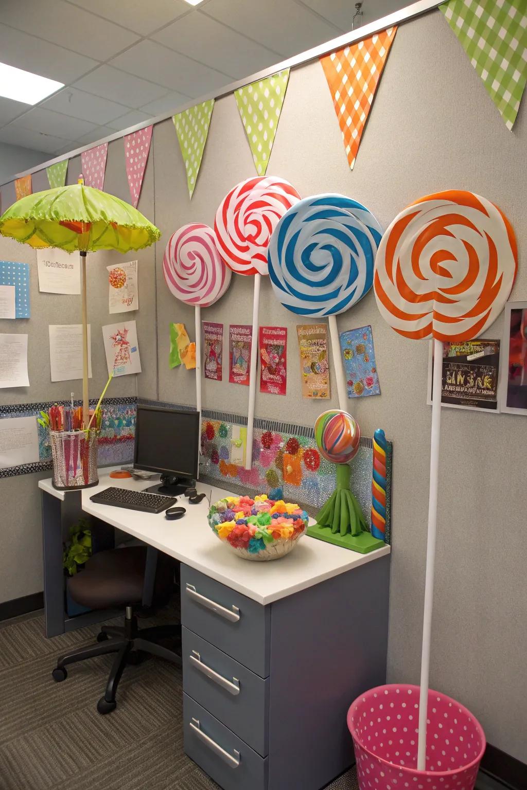 Add whimsy with giant lollipops.