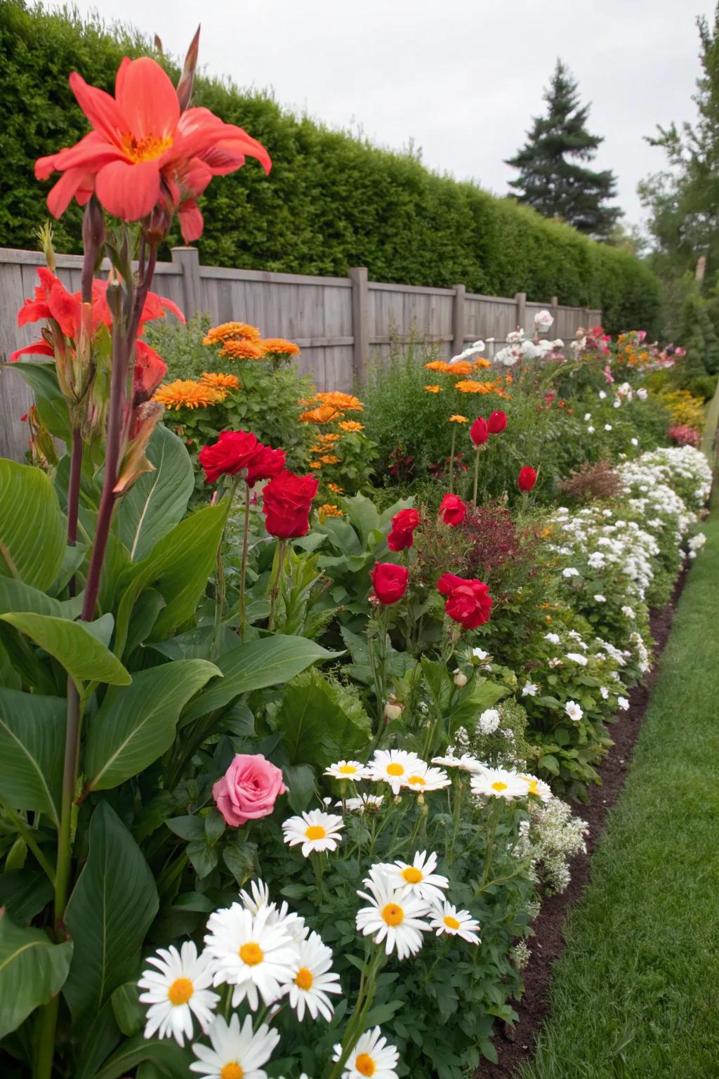 Canna lilies add depth and color to mixed flower beds.