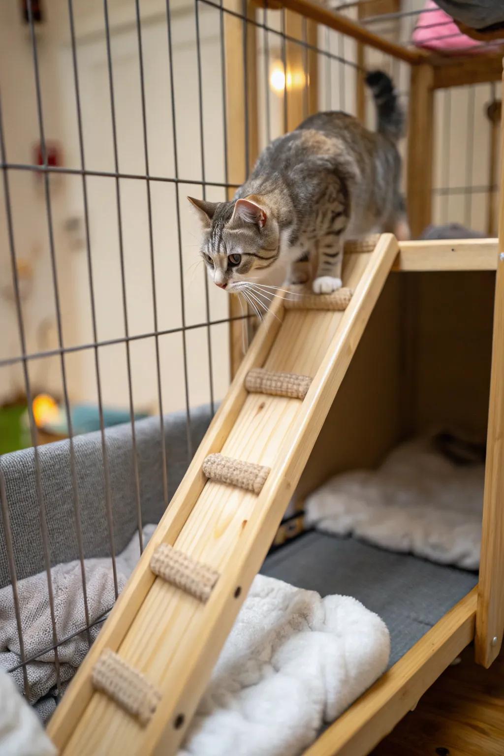 Climbing ramps and ladders make movement easy and safe for all cats.