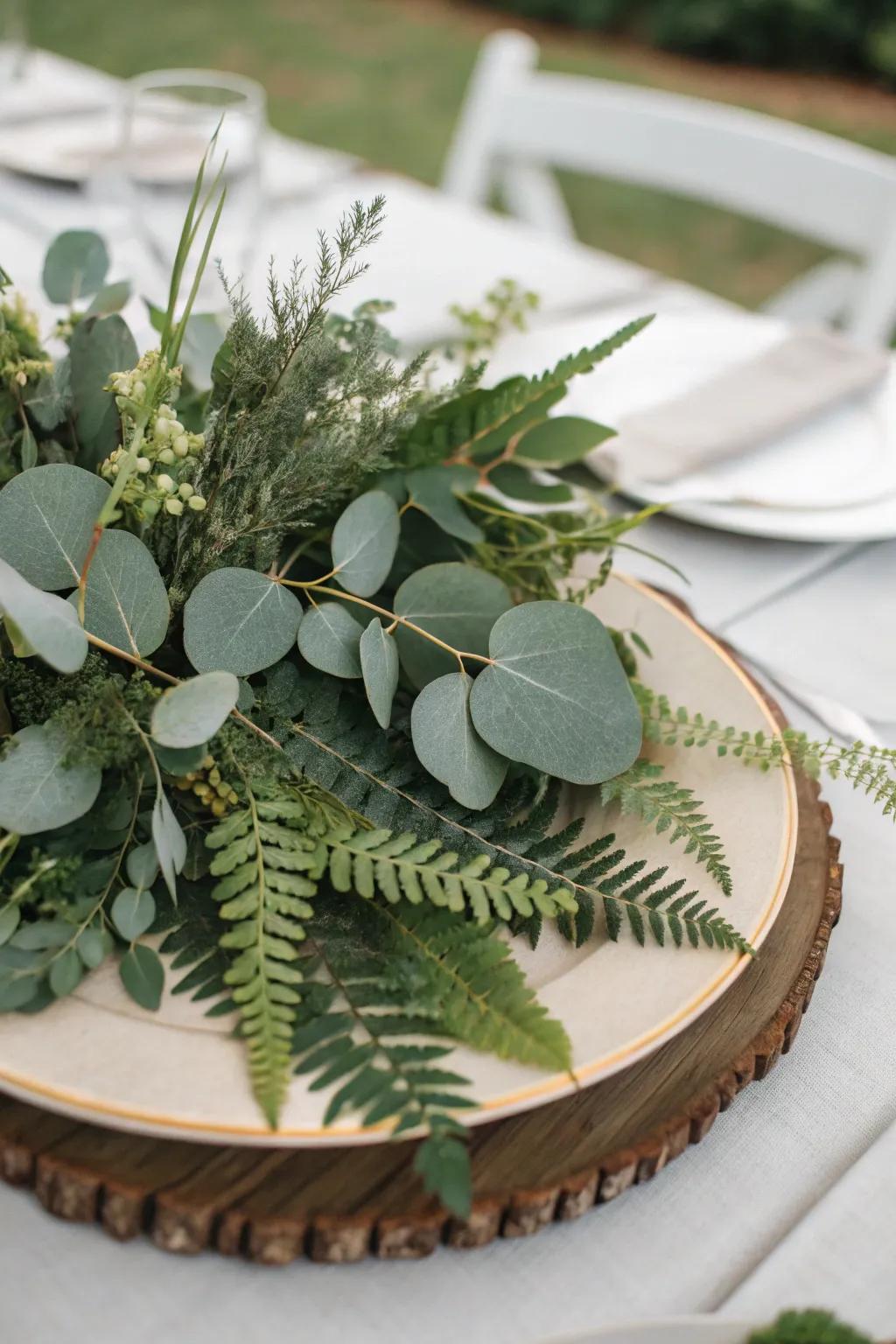 Enhance your table setting with a greenery-focused centerpiece.