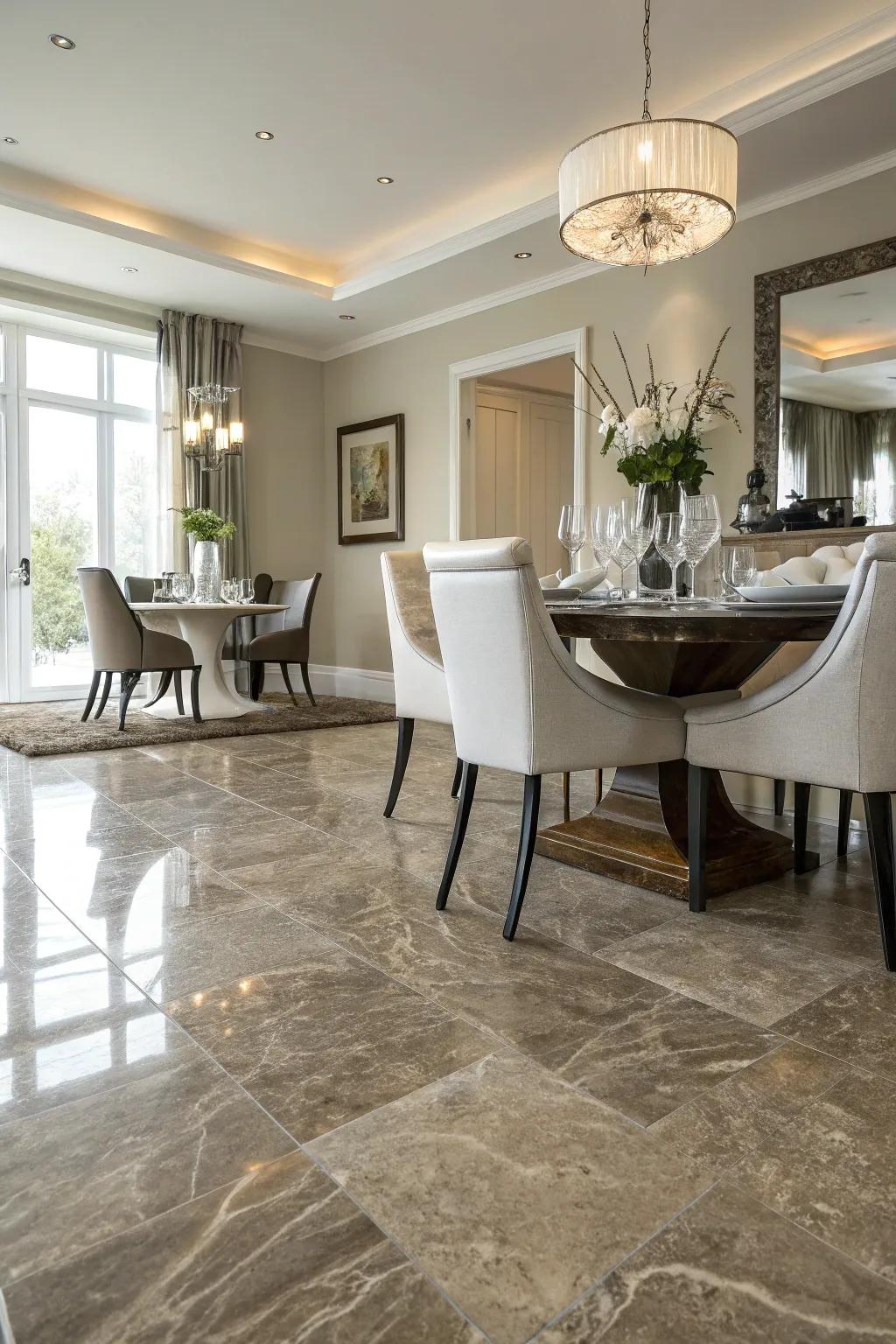 Laminate flooring mimics luxury at a fraction of the cost.