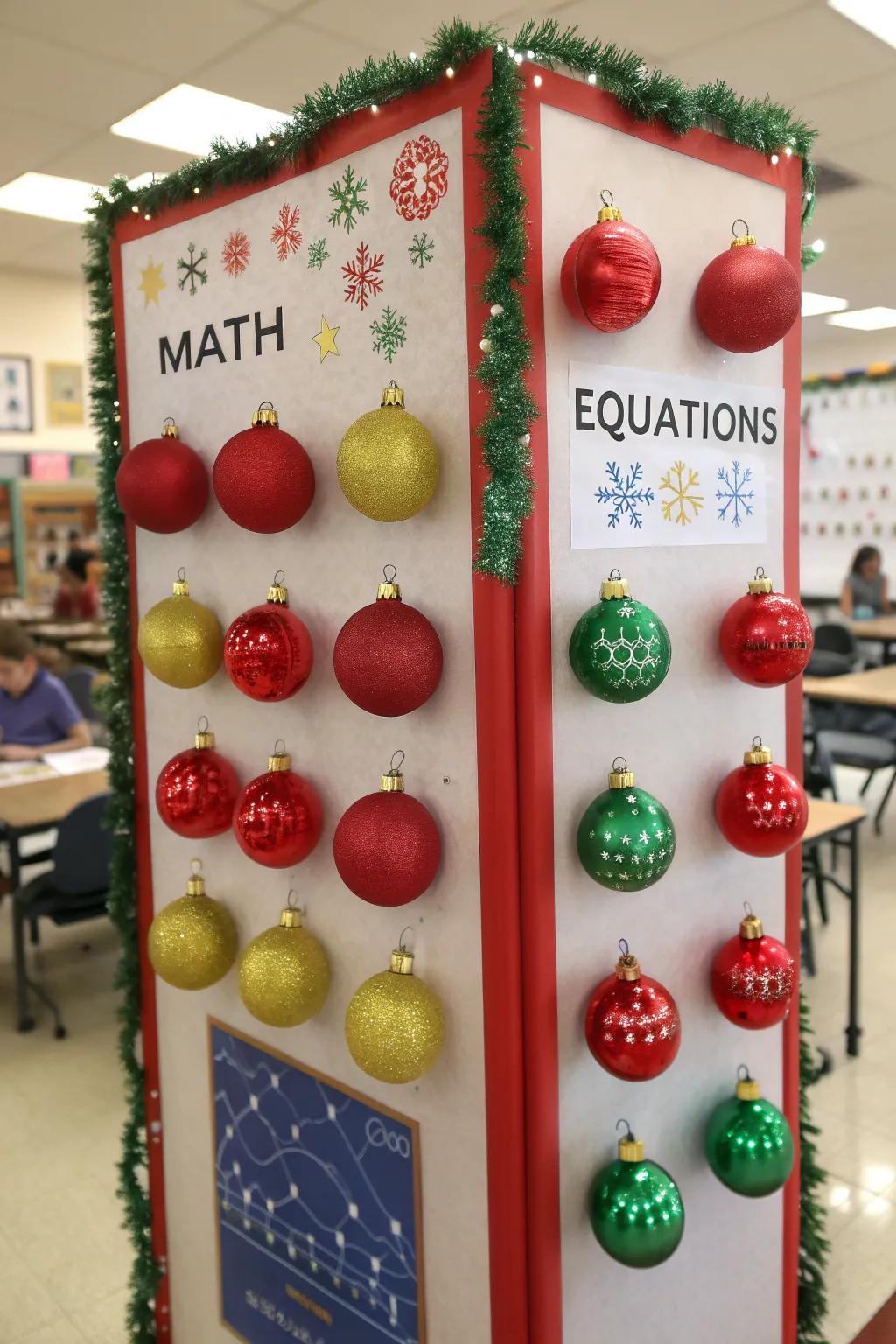 Math becomes festive with equation ornaments.