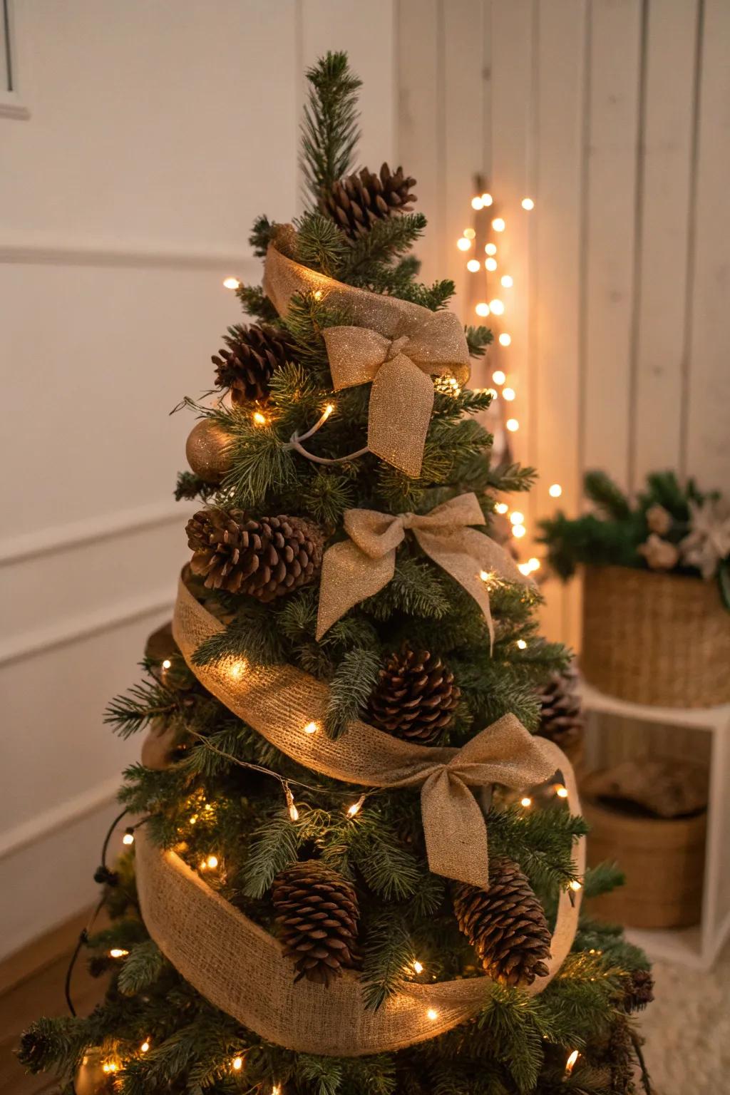 A rustic tree featuring natural elements and warm tones.