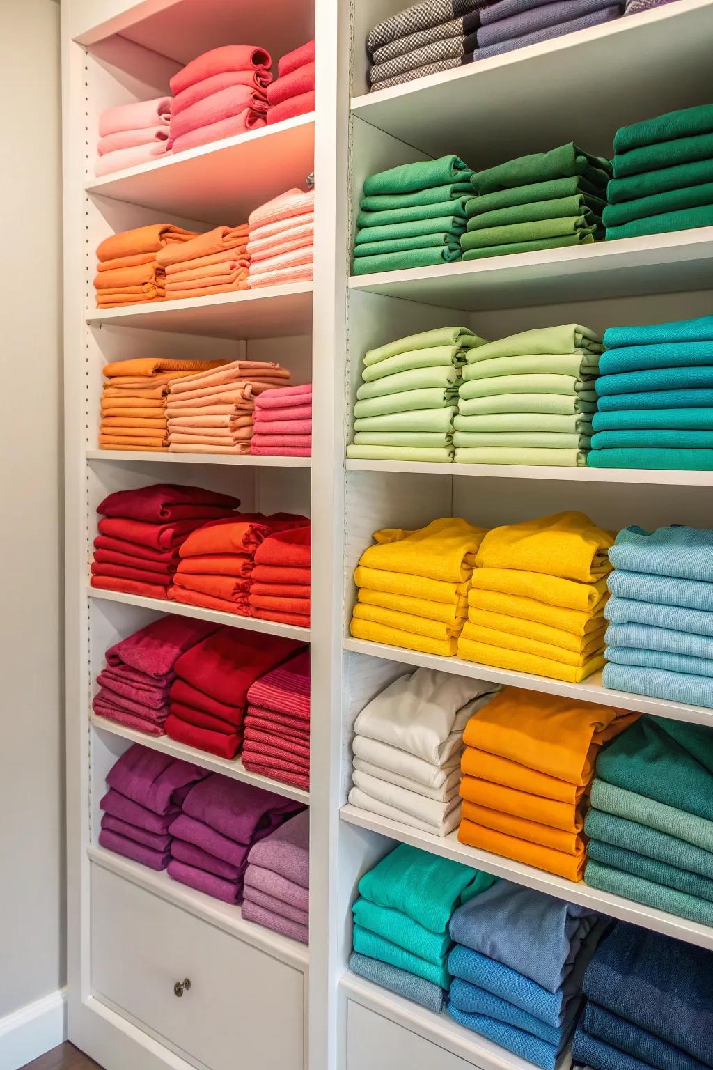 Keep stacks neat with clever use of shelf dividers.