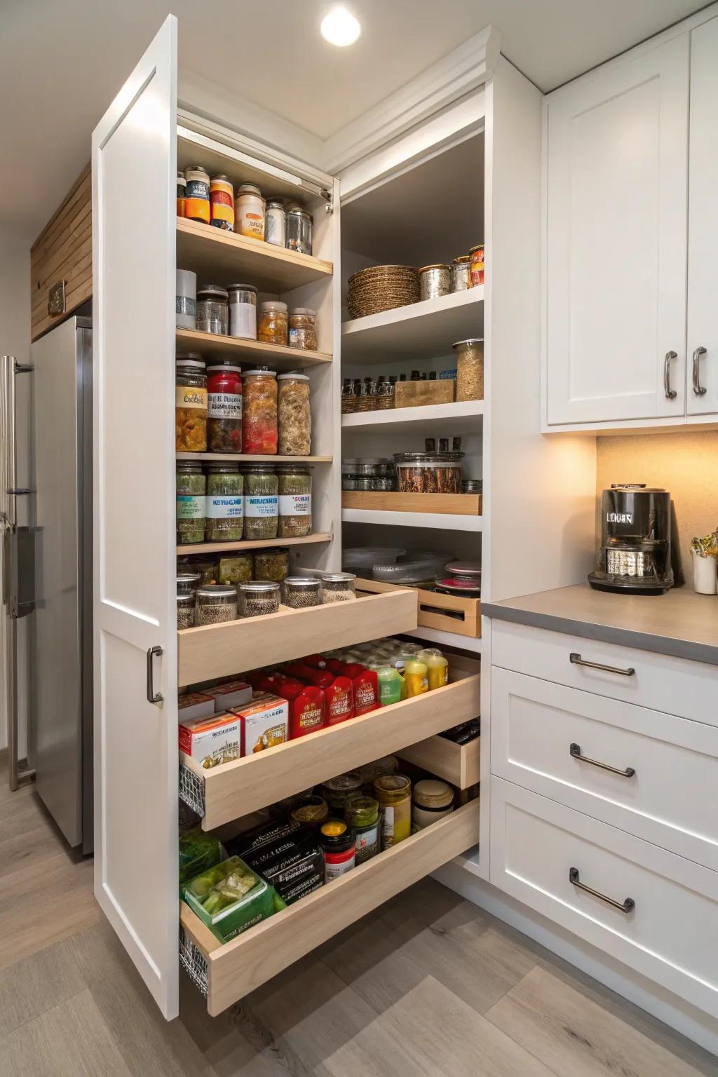 Effortlessly reach items with pull-out shelves.