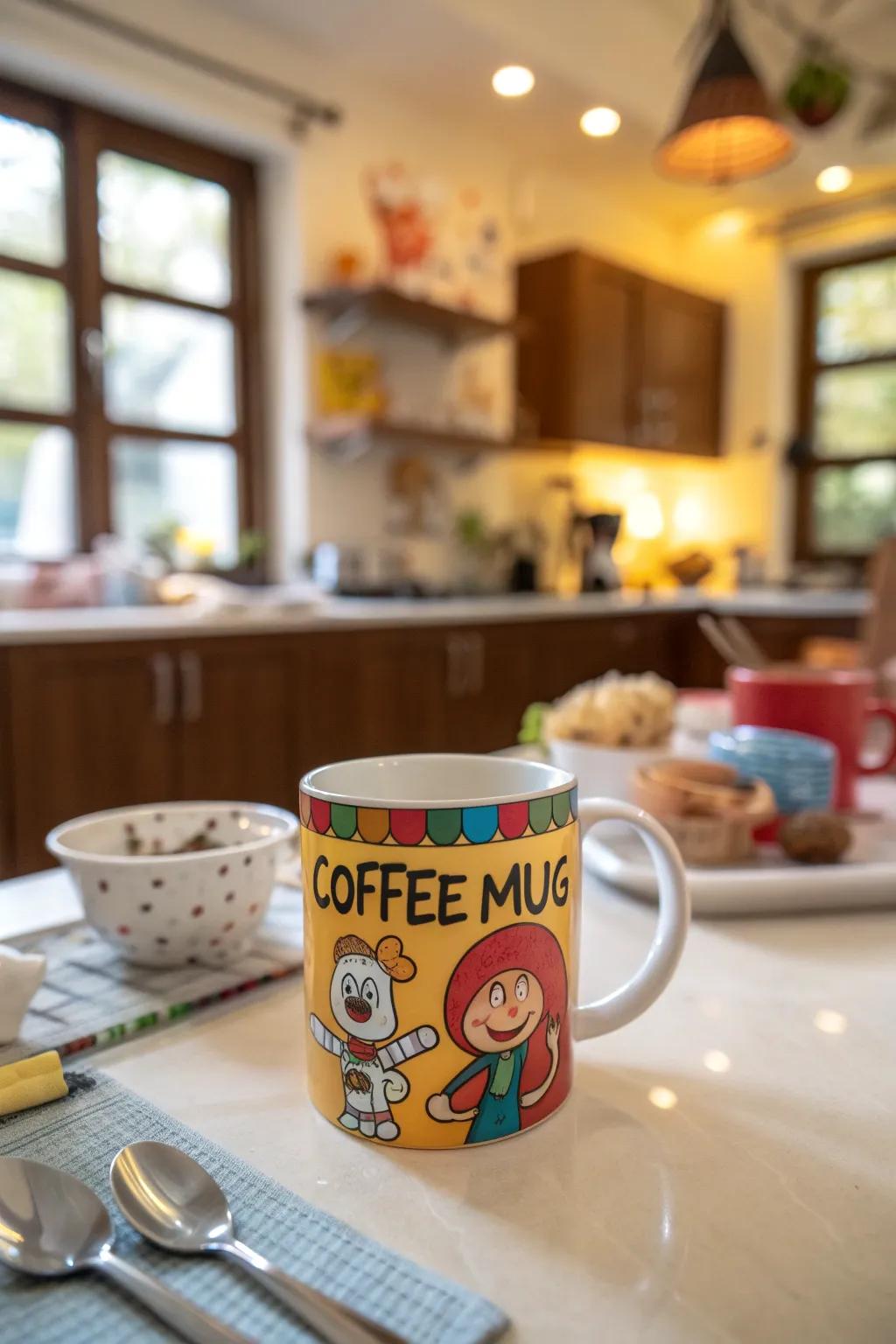 A playful mug design that brings a smile to your face.