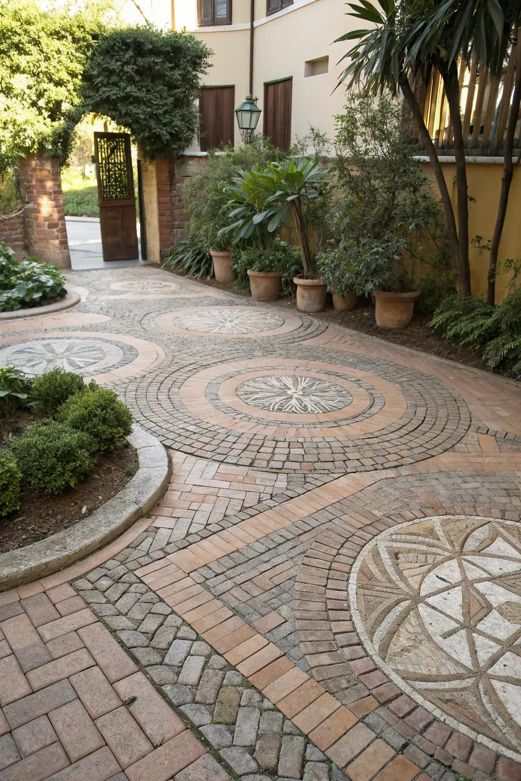 Use patterned paving stones to enhance your courtyard's visual appeal.