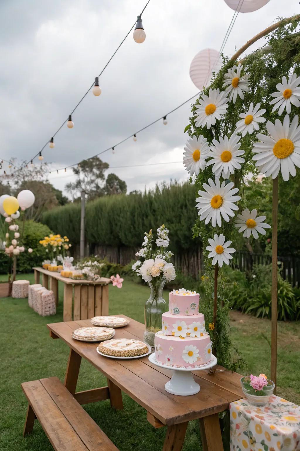 Let nature be your backdrop with an outdoor garden setting.