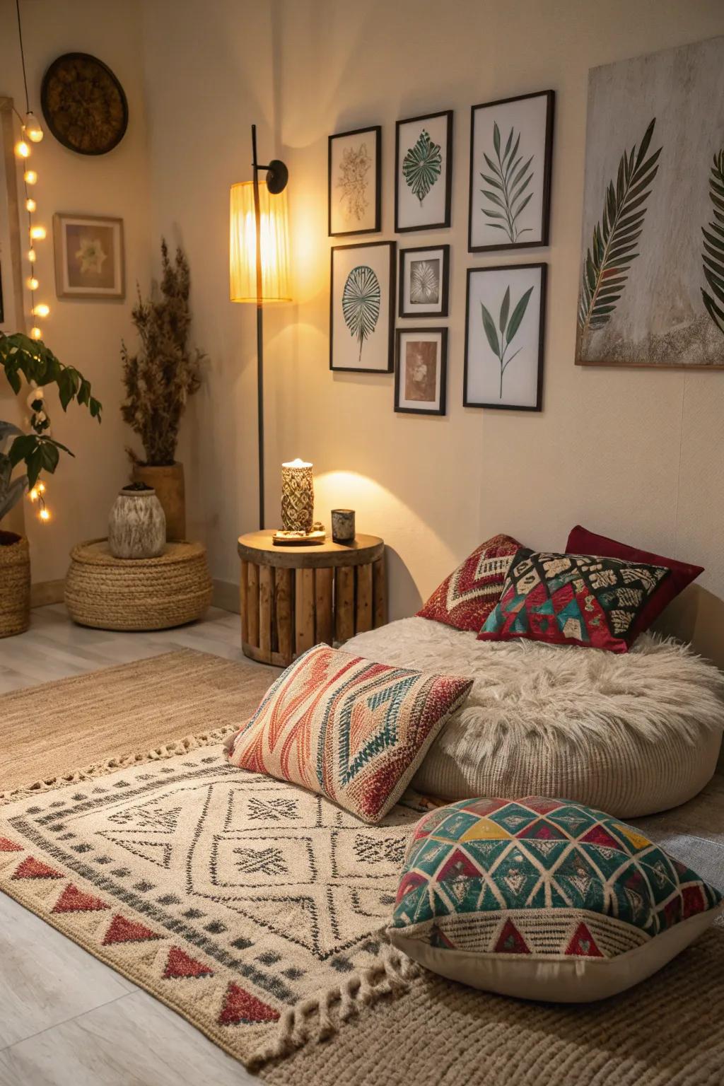 Decorative elements add personality to this den.