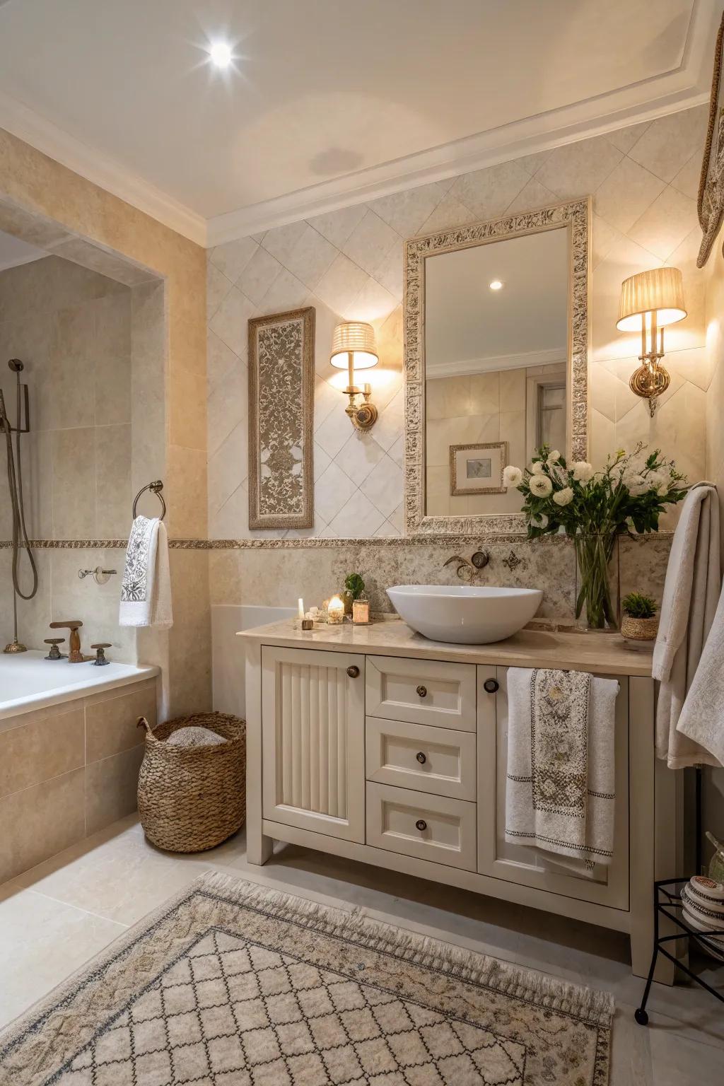 Neutral colors bring elegance and tranquility to your bathroom.