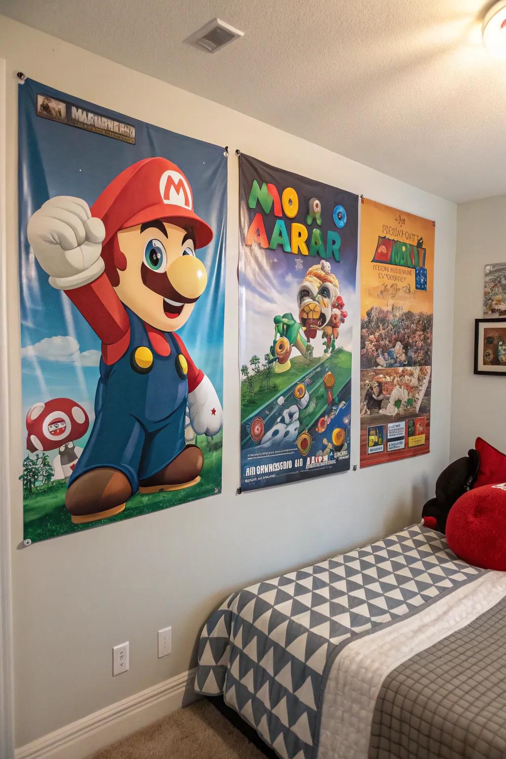 Themed wall art adds character to your gaming room.