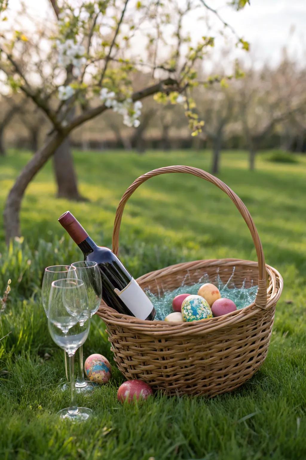 Celebrate spring with a wine-themed Easter basket.
